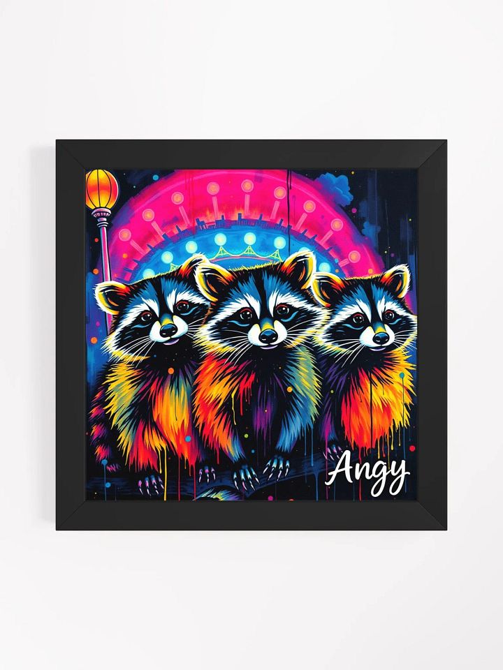 baby Neon Raccoons aka city kitties Carnival Dreams Framed Poster product image (1)