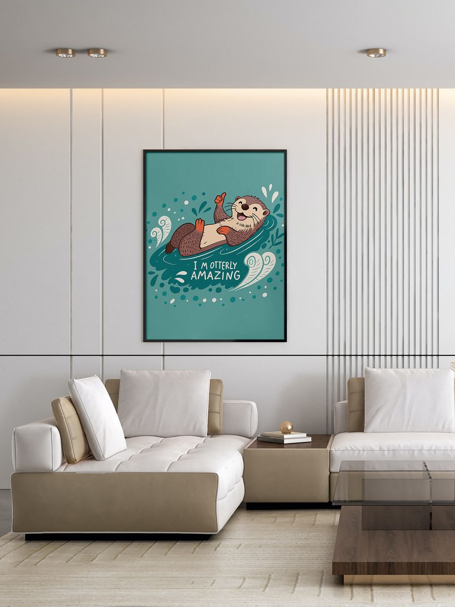 I'm Otterly Amazing Wall Art Print – Cheerful River Otter Design with Playful Vibes and Custom Flourishes for Animal Lovers product image (5)