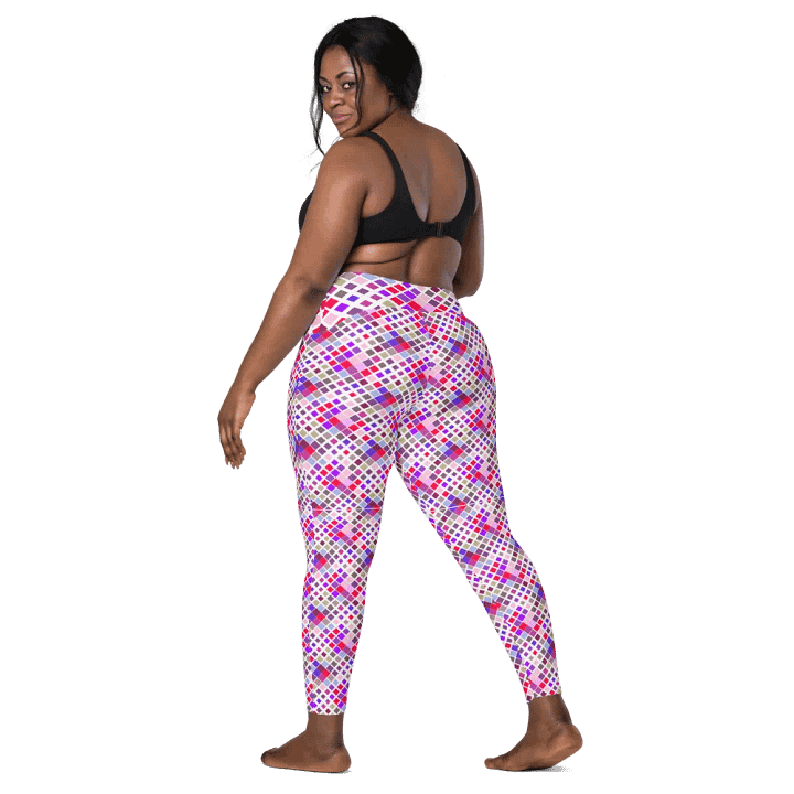 Colorful Square Pattern Design Leggings with Pocket - v1 product image (2)