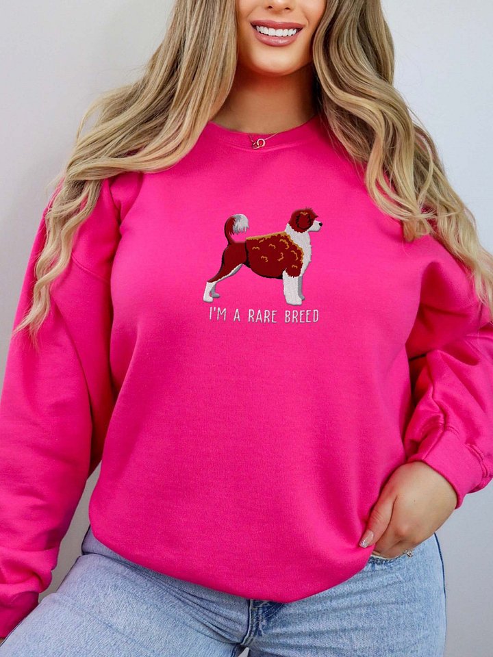 I'm a Rare Breed Sweatshirt (Embroidered) of a Portuguese Water Dog(Chocolate & White) product image (2)