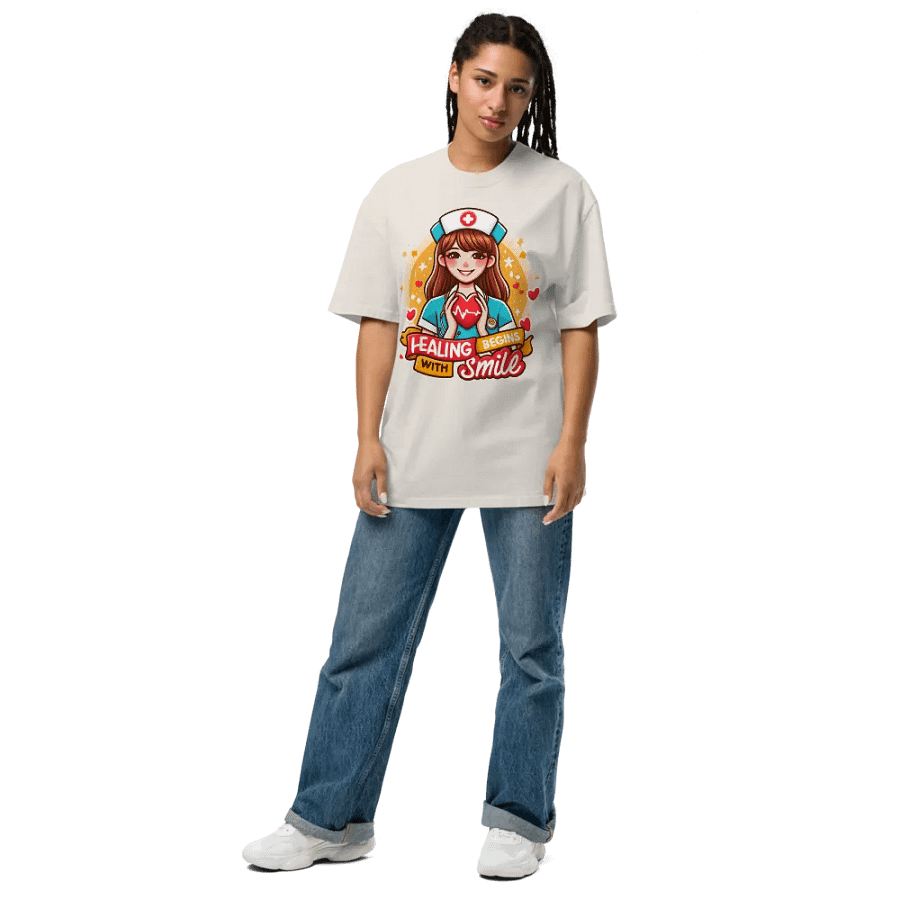 Smiling Nurse Heartbeat Oversized Tee product image (35)