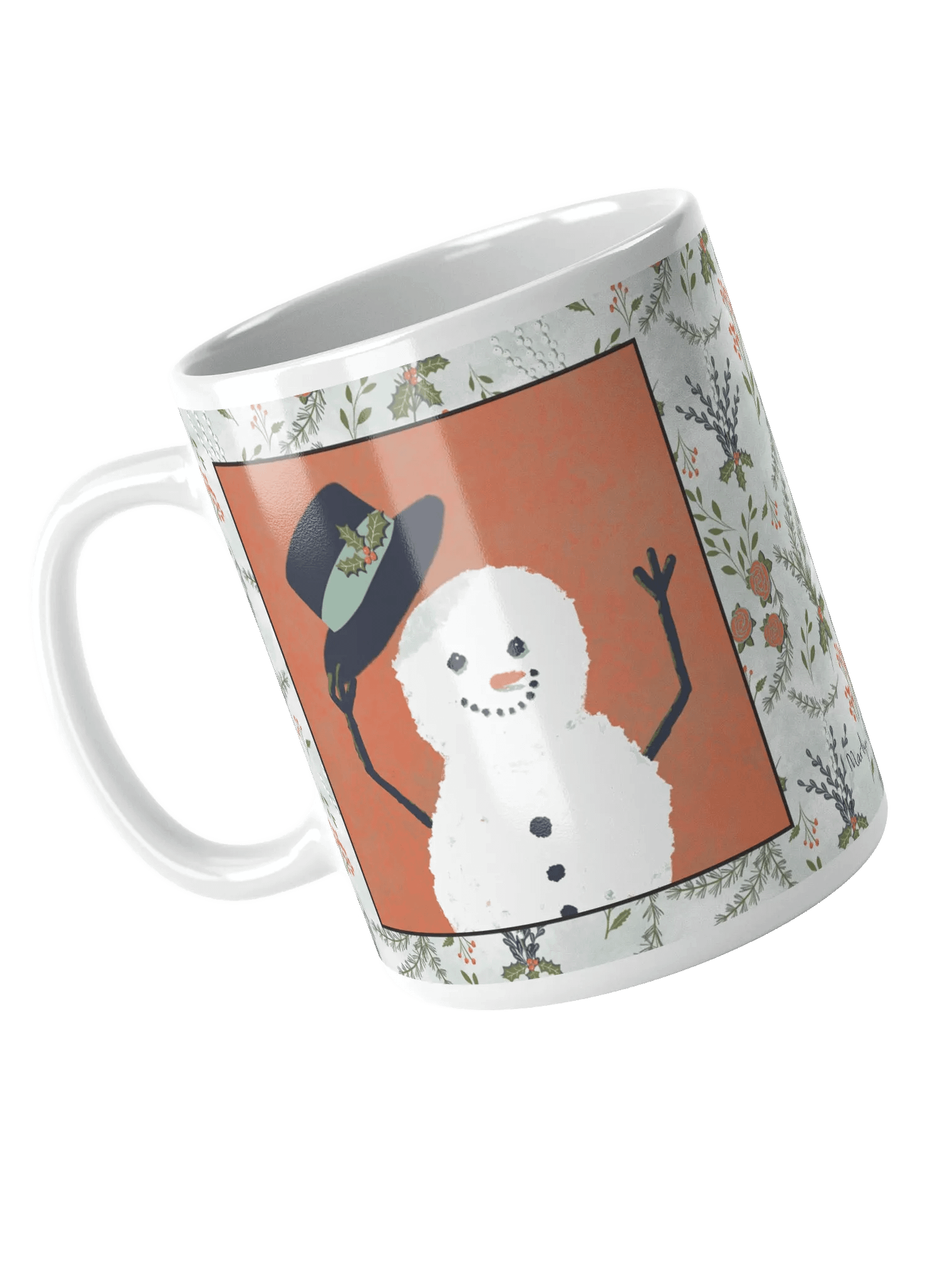 “Snowman Hello” Coffee-Tea-Cocoa Ceramic Mug - White product image (4)