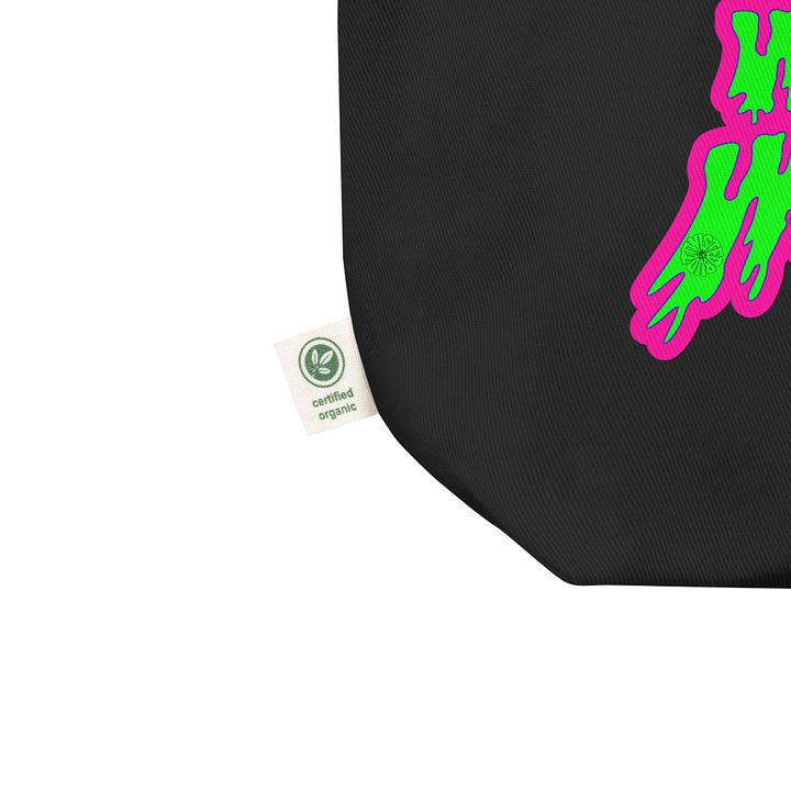 Cannabis Butterfly Tote Bag, Pink Green Weird Weed Acccesory, Organic Eco-Friendly Black Bag product image (2)