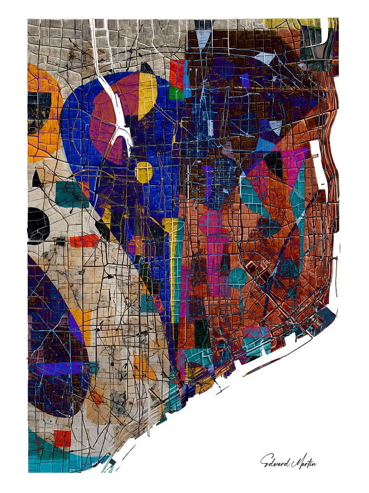 'Shore Line' by Edward Martin-Mixed Media Collage Map Poster product image (1)