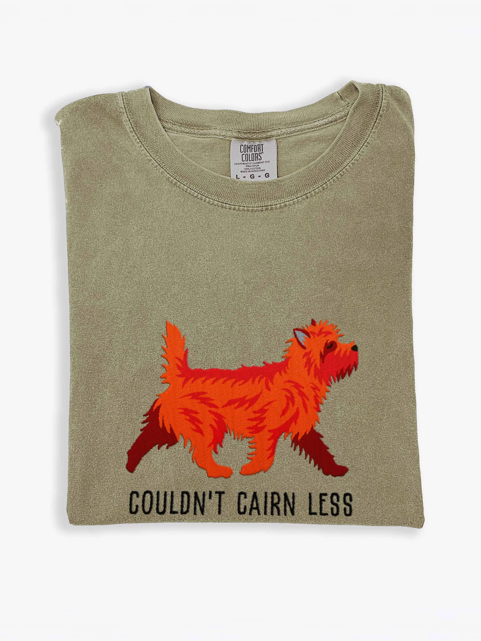 Couldn't Cairn Less T-Shirt(Embroidered) of a Cairn Terrier(Red) product image (1)