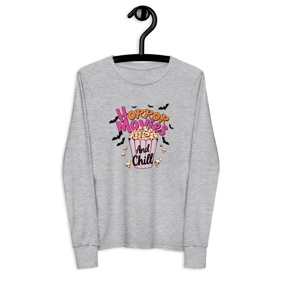 Horror Movies and Chill Popcorn Youth L/S Tee product image (8)