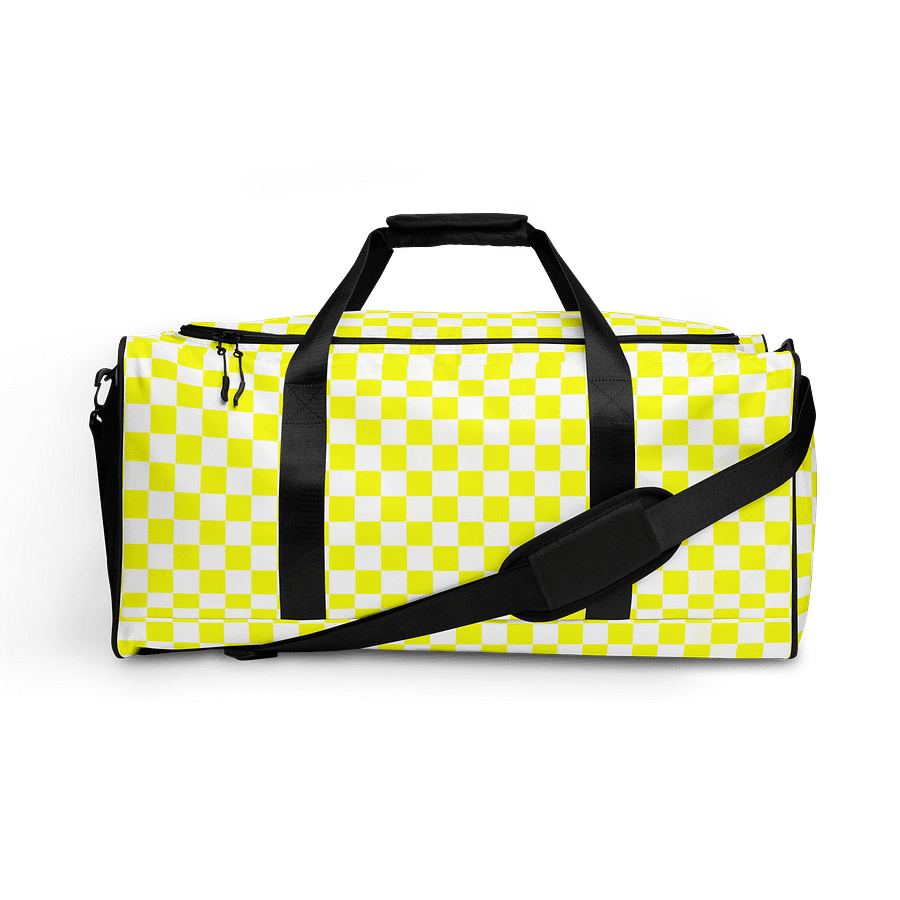 Checkered! Neon Yellow and White Checkers Duffel Bag product image (1)