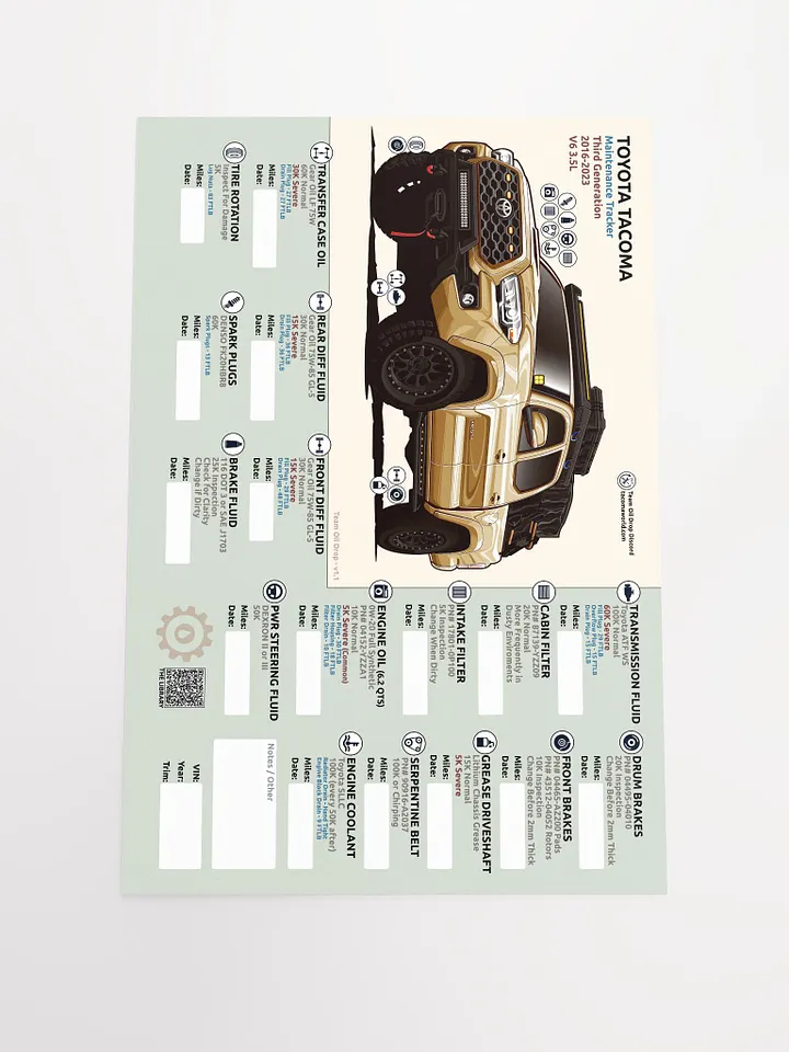 3rd Gen Maintenance Tracker v1.1 - Sand product image (2)