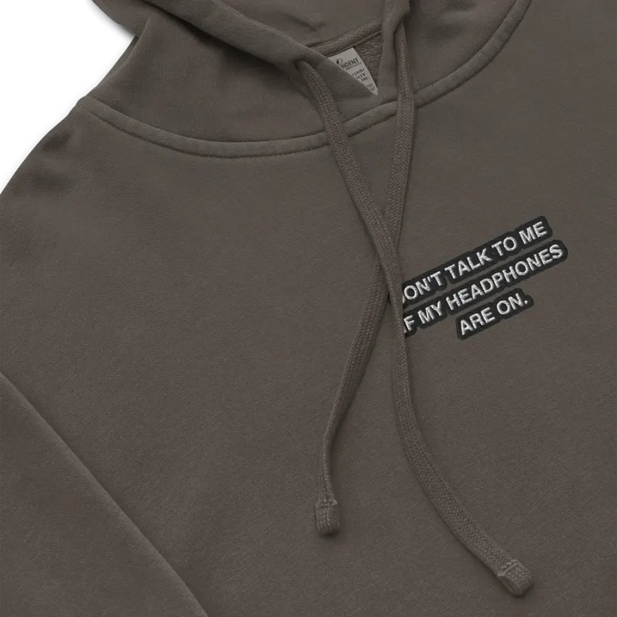 HEADPHONES ON (bubble design 2) embroidered pigment hoodie product image (1)