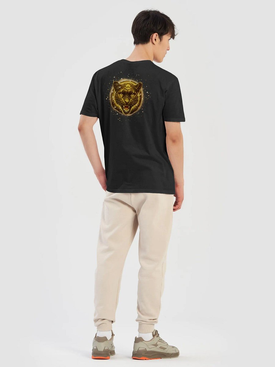 Glitter Gold Black jaguar Badge Design (Unisex Black T-Shirt) product image (8)