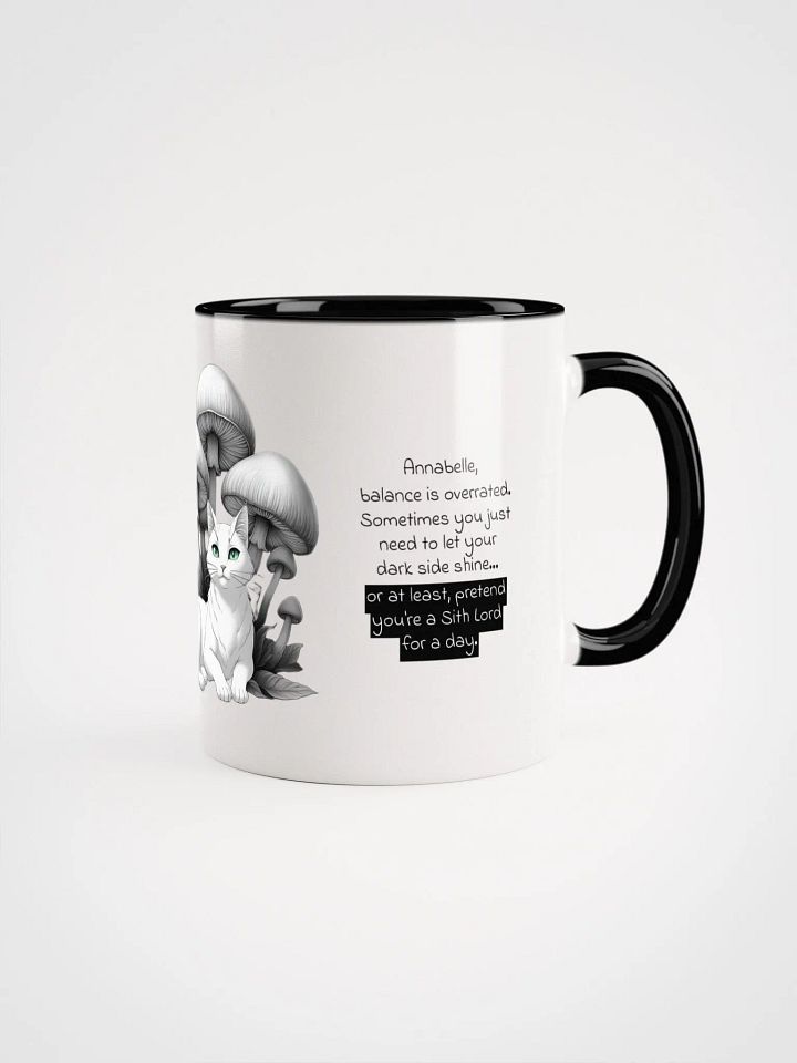 Personalized Black Cat and White Cat Resting Under Giant Mushrooms Coloured Mug product image (1)