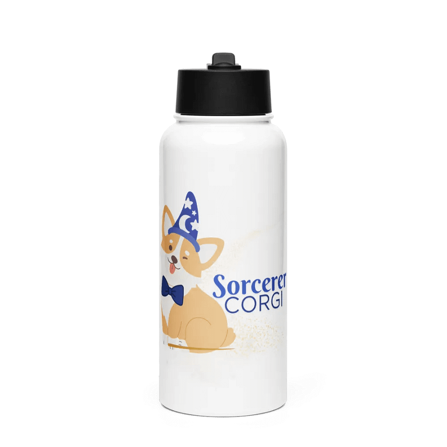 Sorcerer Corgi Water Bottle – Mickey Mouse Cuteness with a Magical Twist product image (1)