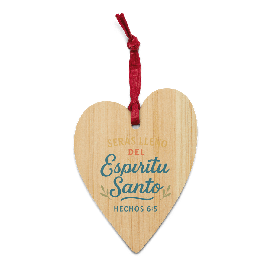 Christian Wooden Ornament – “Serás Lleno del Espíritu Santo” – Spanish Acts 6:5 product image (2)