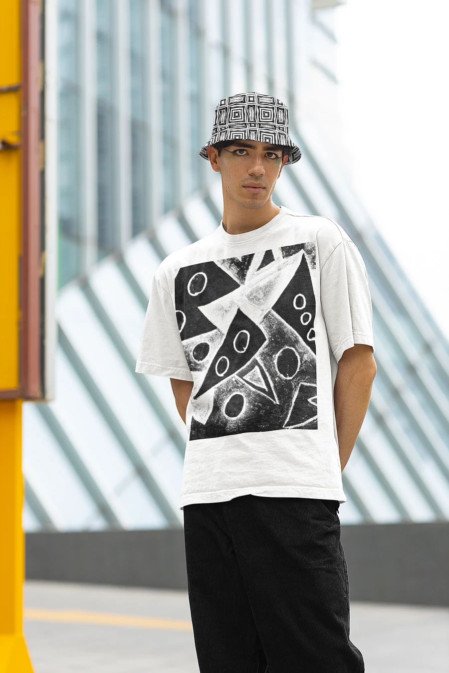 Abstract Monochrome Repeating Pattern Unisex Bucket Hat product image (6)