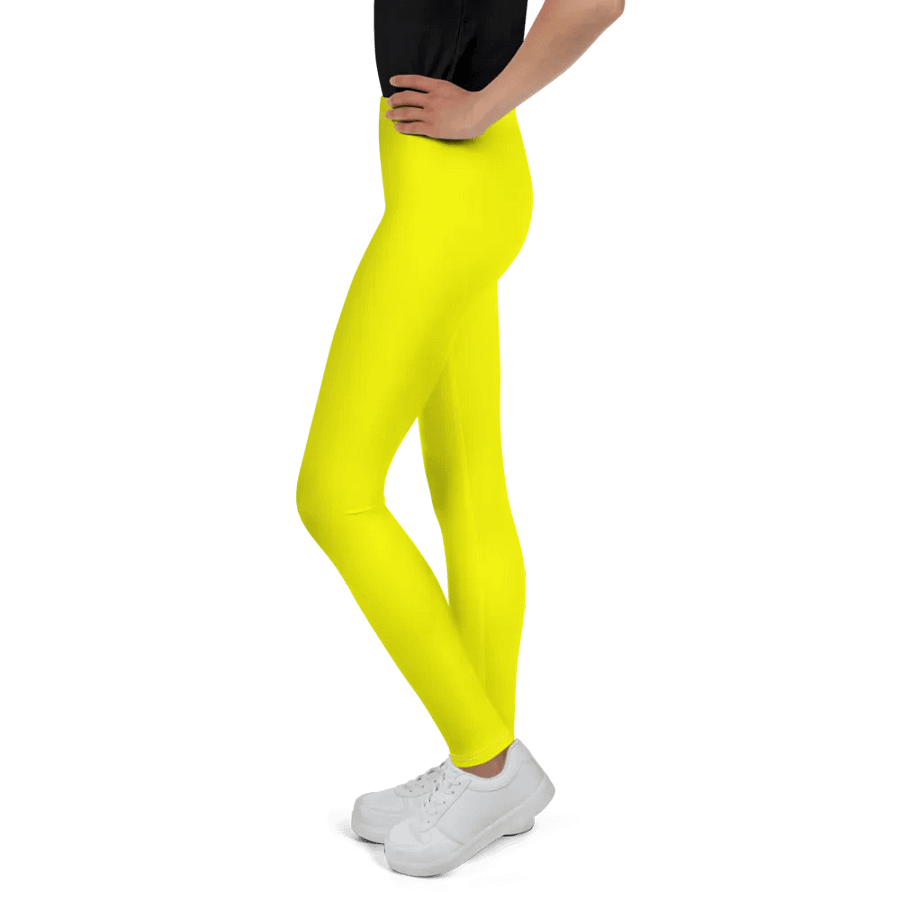 Youth Plain Color Yellow Leggings product image (3)