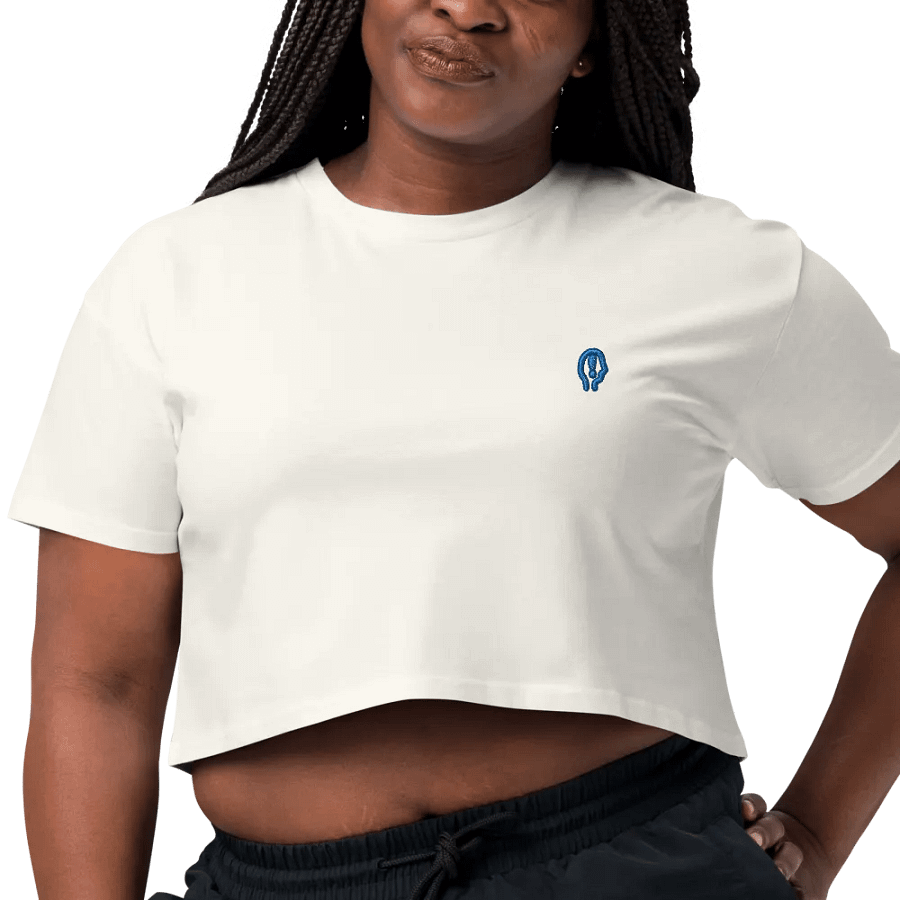 EXCLAIMING MENTALLY (L.C., lake) embroidered cotton crop top product image (3)