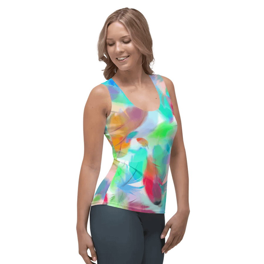 Colorful Feather Pattern Design Tank Top - v2 product image (4)