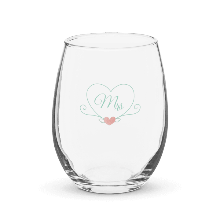 Elegant Mrs. Heart Stemless Wine Glass product image (1)