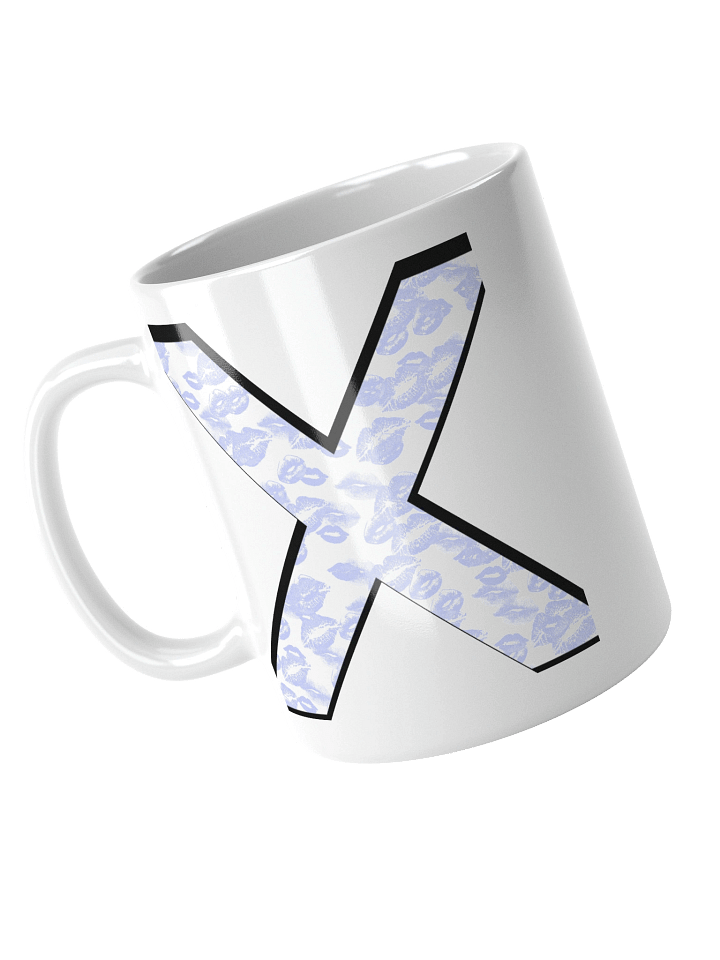 White X Light Blue Lipstick Kisses | Glossy White Mug product image (1)