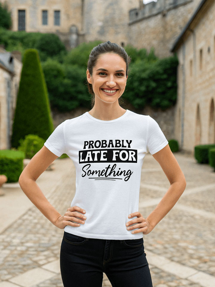 Probably Late For Something Women White T-Shirt product image (1)