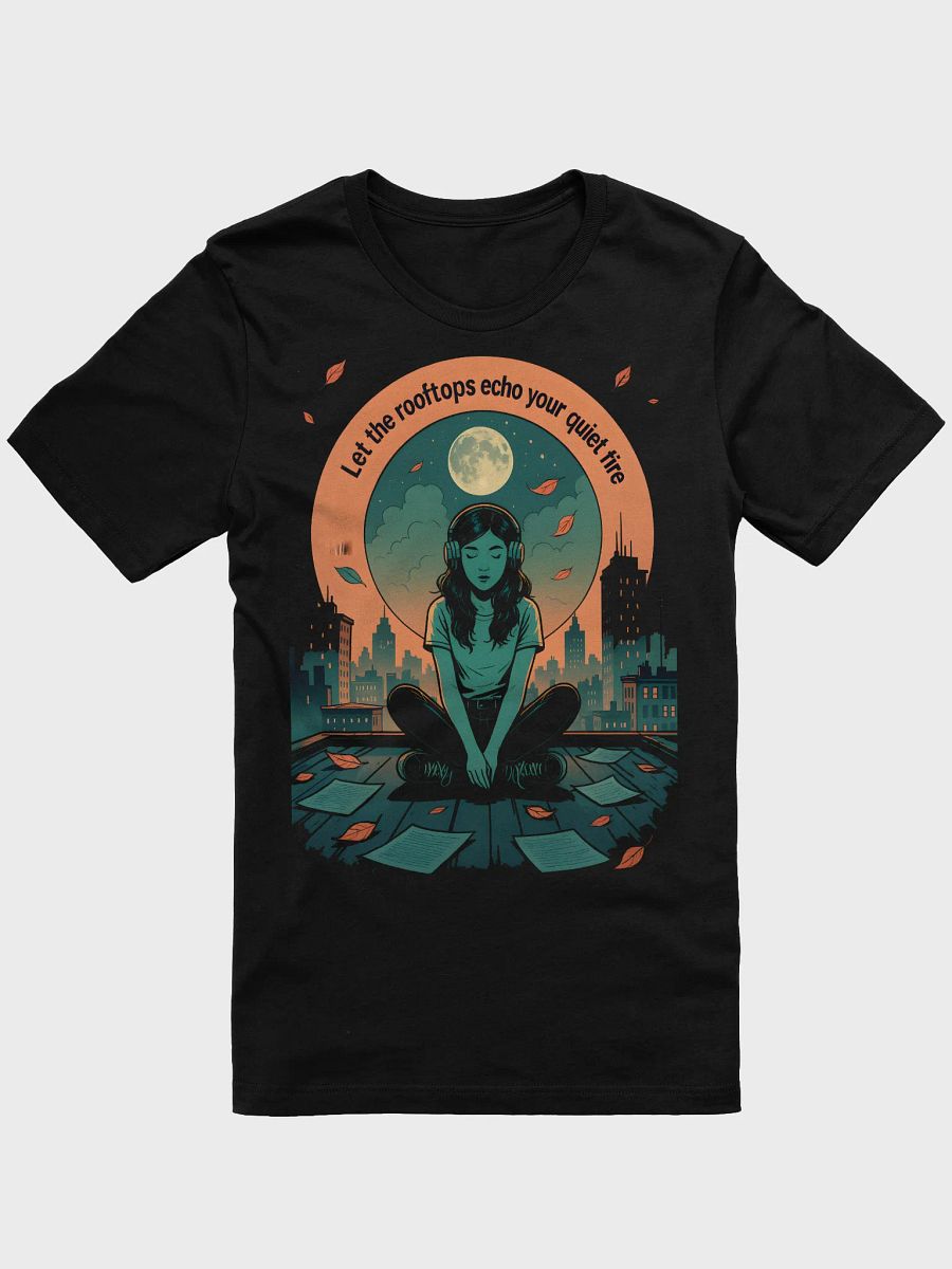 Let the Rooftops Echo – Dreamy Urban Night Art for Soulful T-Shirts product image (1)