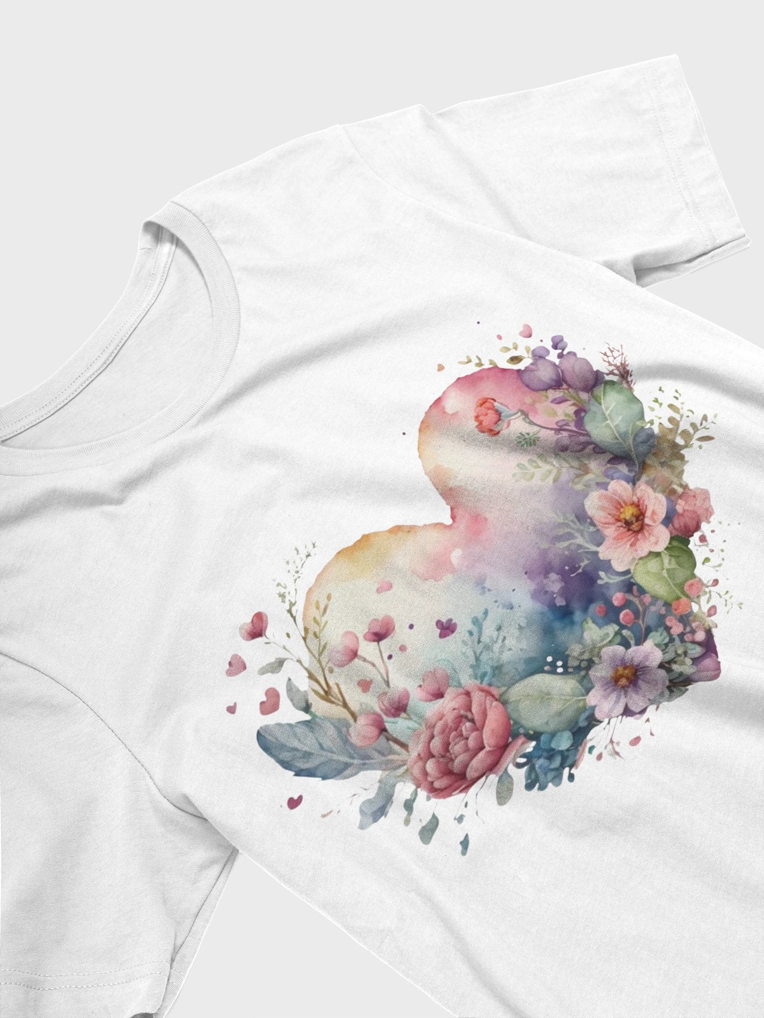 Floral Heart Watercolor T-Shirt product image (2)
