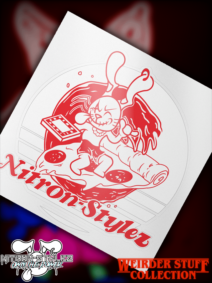 Weirder Stuff Collection - Surfer-Hare Pizza Kiss Cut Sticker product image (1)