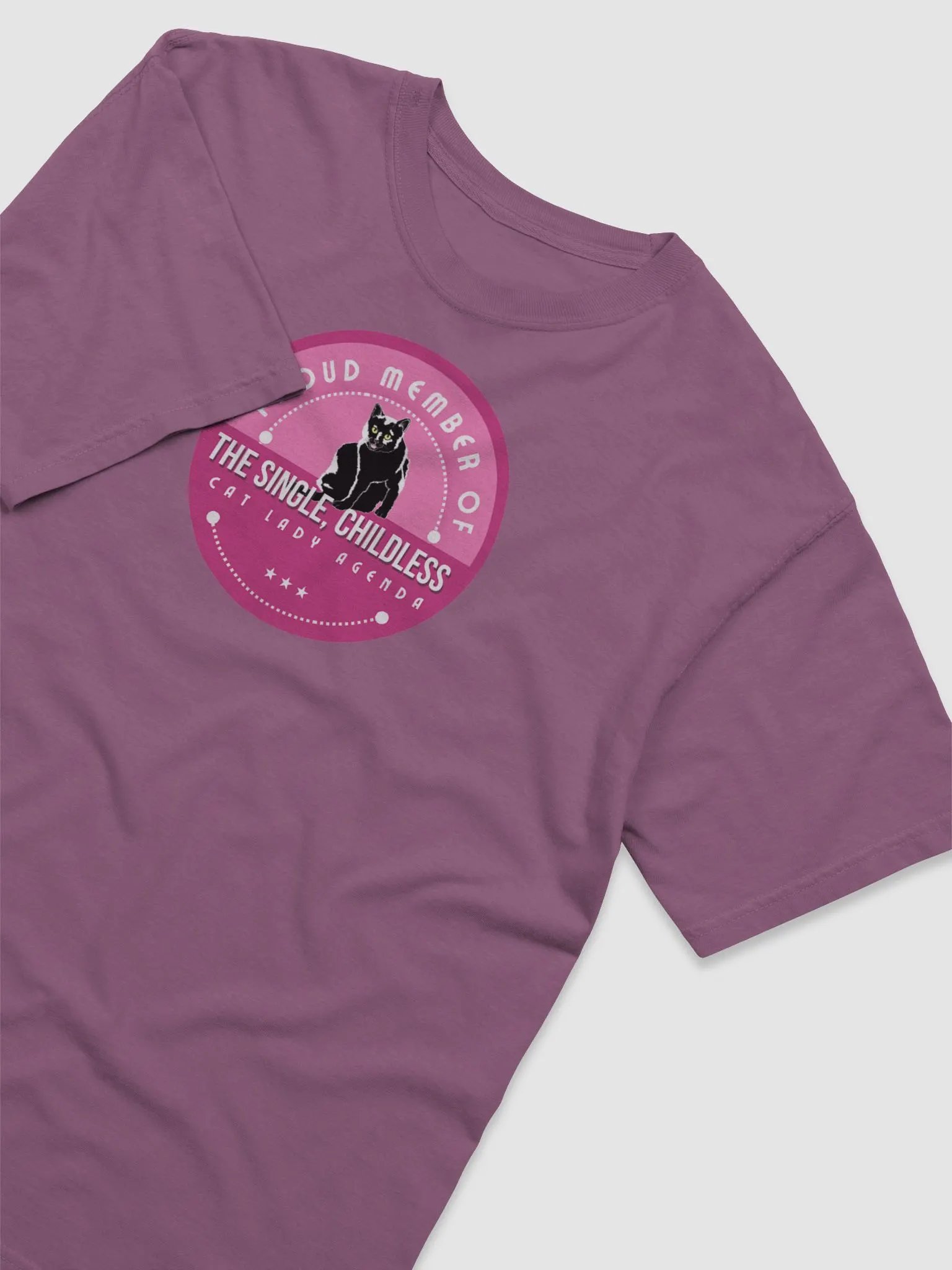 The Single, Childless, Cat Lady Agenda pink logo: T-Shirt product image (3)