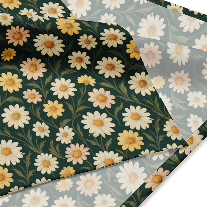 Daisy Print Bandana – Floral Headscarf, Botanical Hair Wrap, Gift Wrap Scarf product image (2)