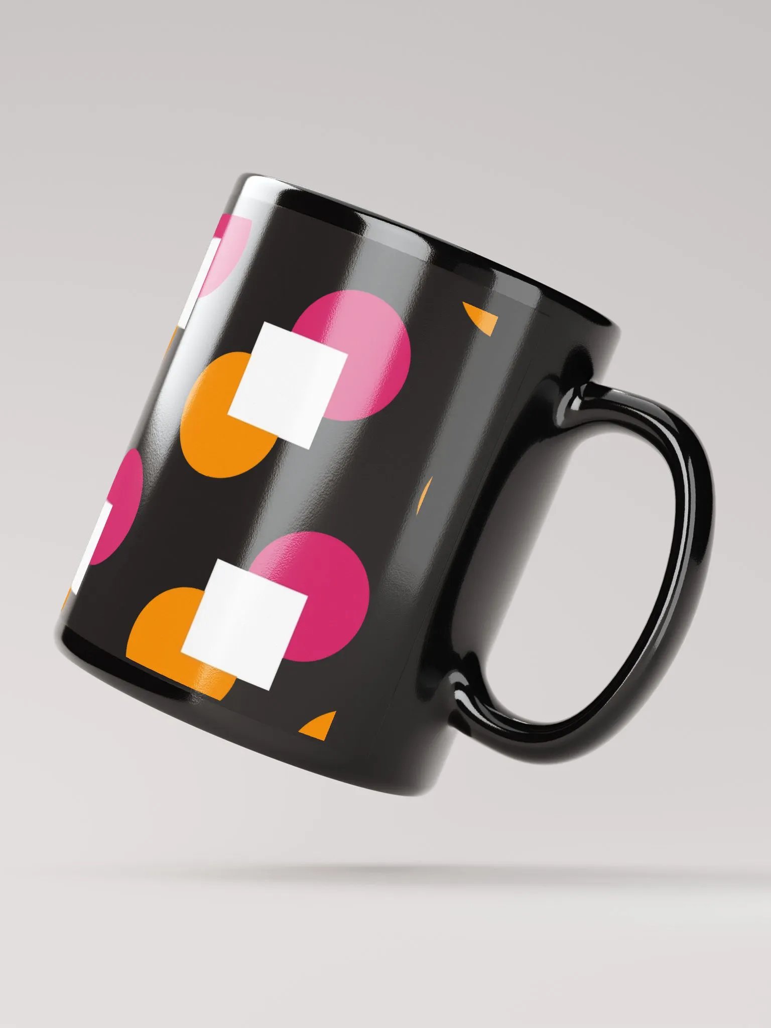 Circles and Squares Pattern Design Black Mug product image (3)