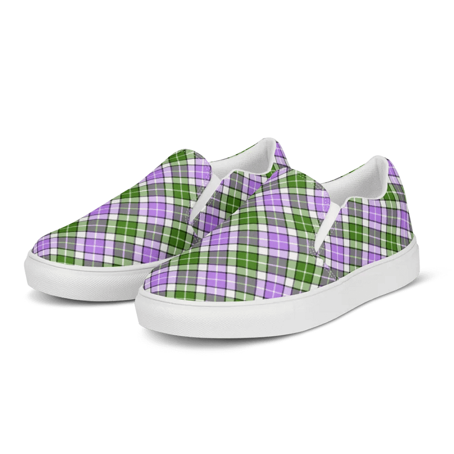 Lavender and Green Plaid Women's Slip-On Shoes product image (3)