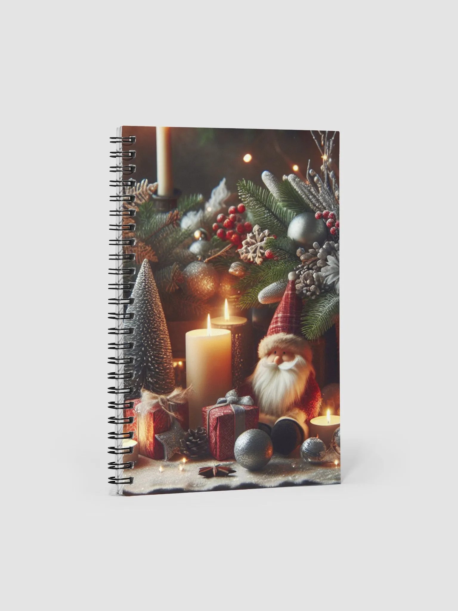 Cheerful Christmas Tree Decorated Spiral Dotted Notebook Journal product image (1)
