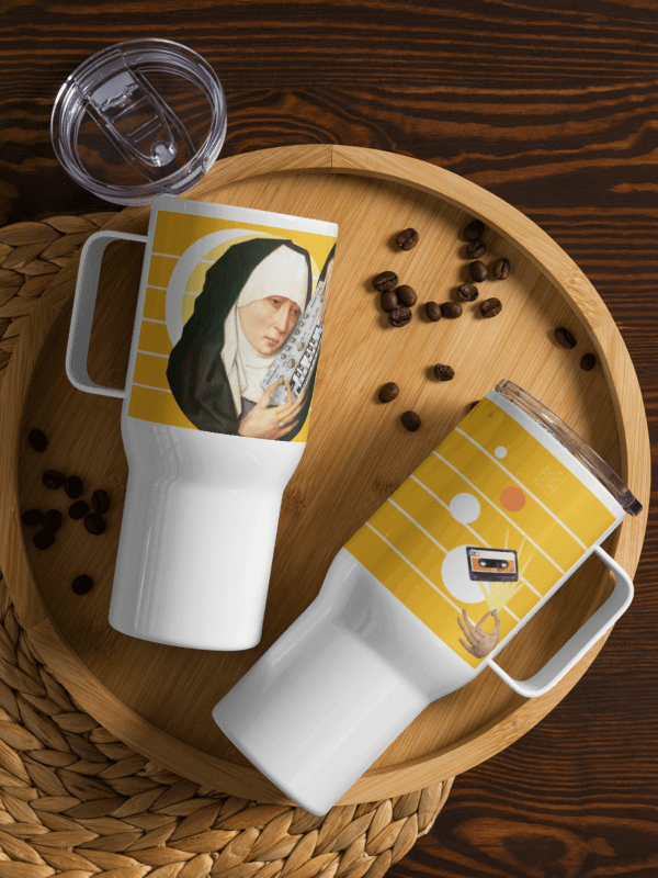 Mater Dolorosa meets Roland TB 303 by Frank Fonik Techno EDM Travel Mug with Handle product image (2)