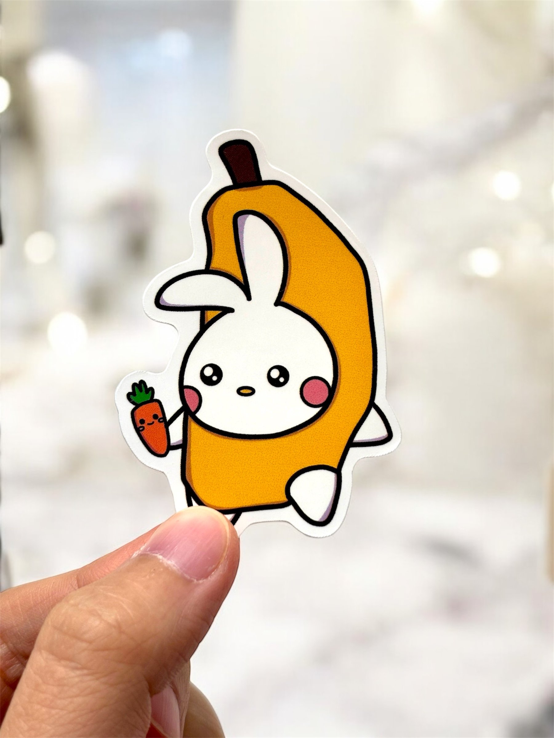Cute Banana Bunny Meme Vinyl Sticker product image (1)