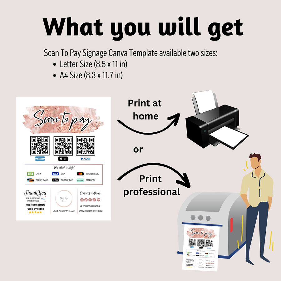 Roseanne - Scan To Pay QR Code Sign Template product image (3)