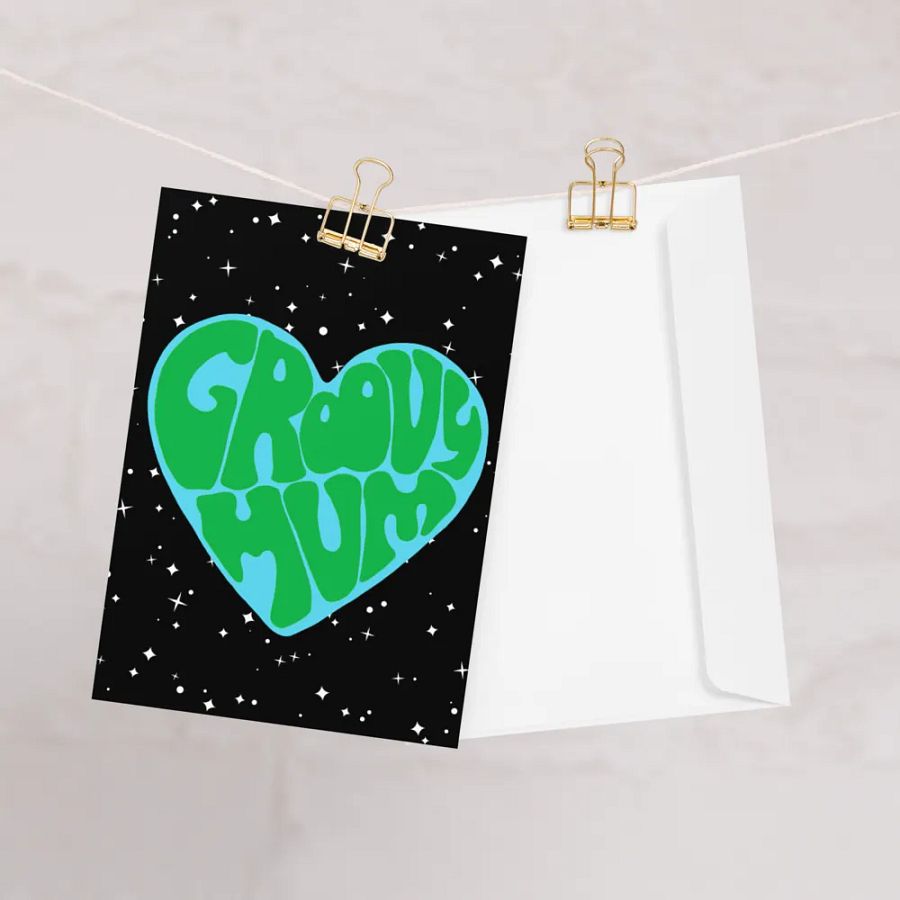 Groovy Mum earth retro portrait greetings card product image (1)