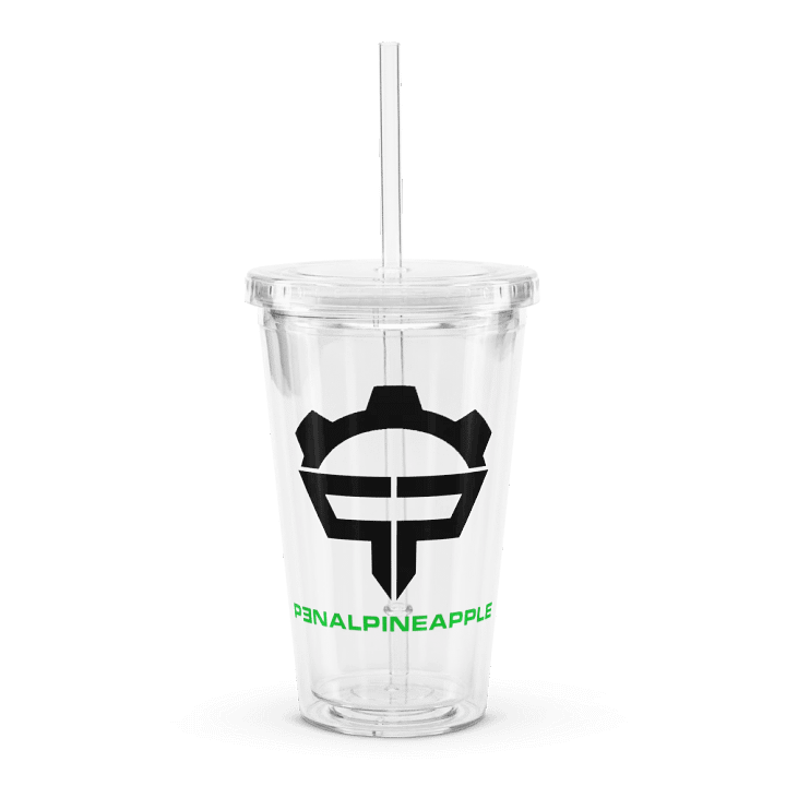 P3nAlPineapple - Black Logo Double Wall Clear Plastic Tumbler (16oz) product image (1)