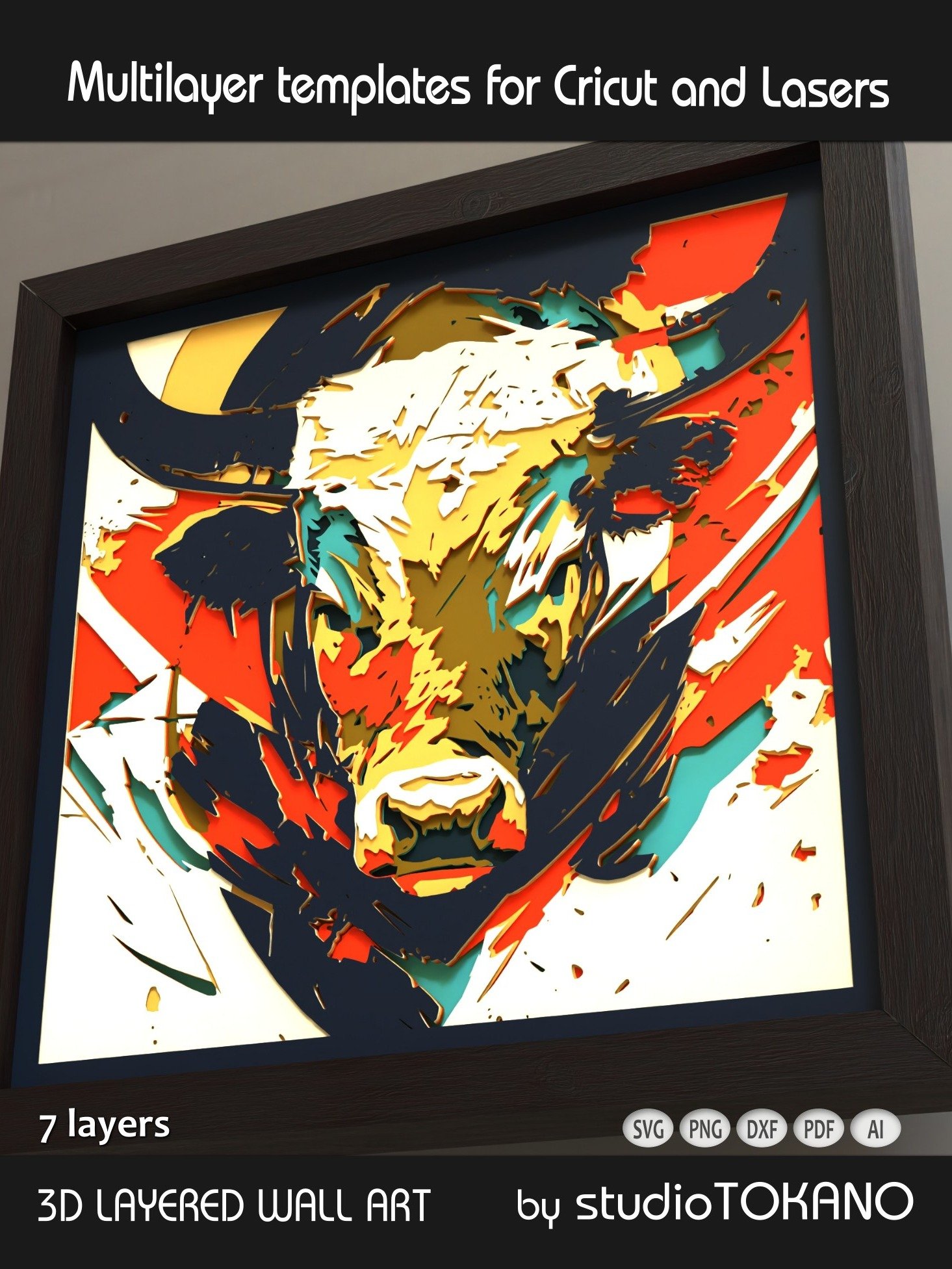 Bull 3D Layered SVG product image (6)