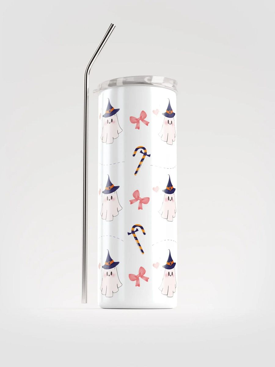 20 oz Eco-Friendly Stainless Steel Tumbler with Whimsical Cute Ghost Design – Reusable Straw & Lid product image (2)