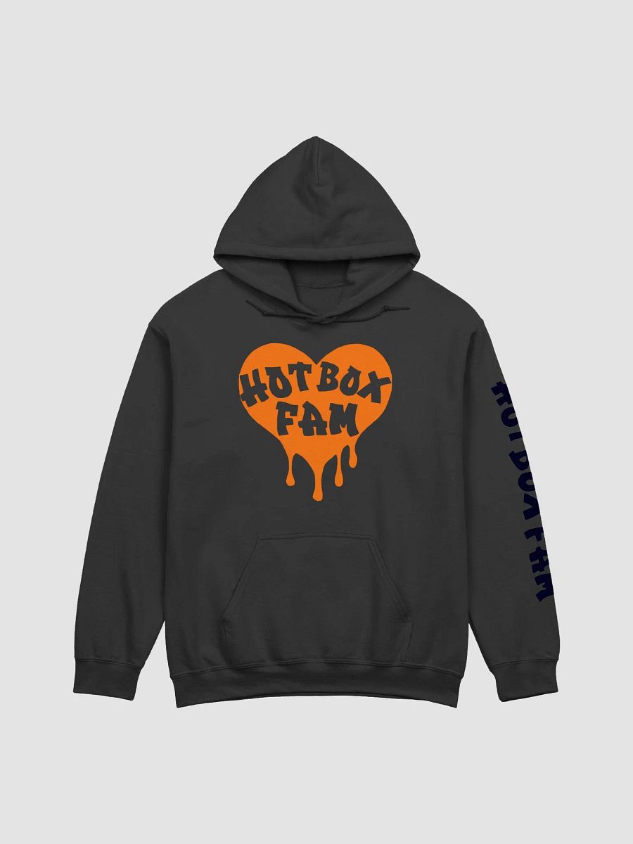 HOT BOX FAM TRANSPARENT ORANGE LOGO WITH HOT BOX FAM FONT ON SLEEVE HOODIE product image (4)