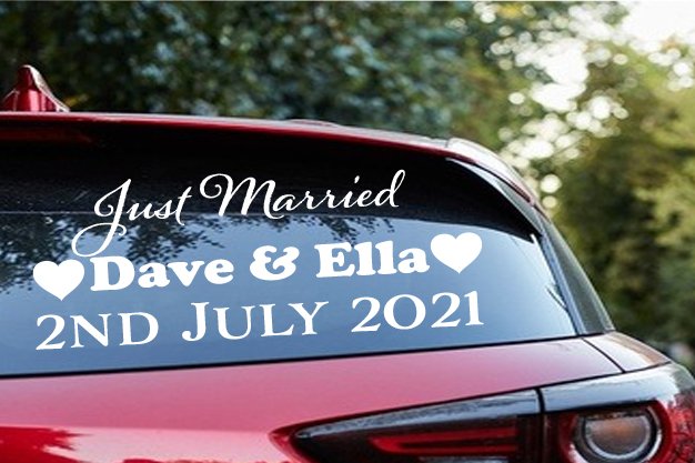 JUST MARRIED CAR STICKER | Personalised Wedding Day Car Decal | Self-adhesive Glossy White Vinyl product image (1)
