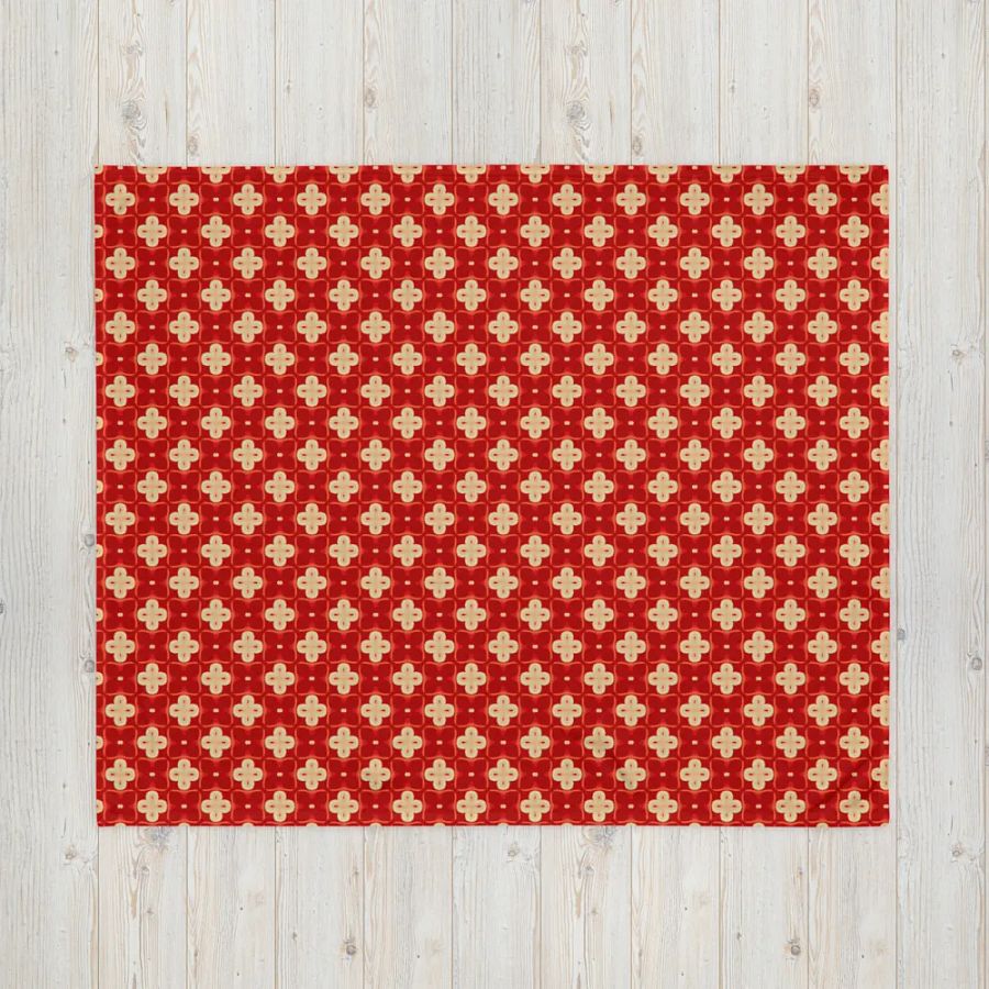 Elegant Red & Cream Seamless Patterned Throw Blanket product image (6)
