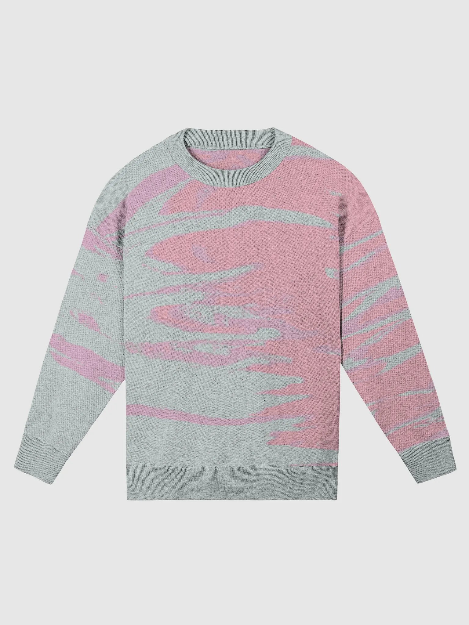 Abstract Gray and Pink Relaxed Knit Sweater product image (1)