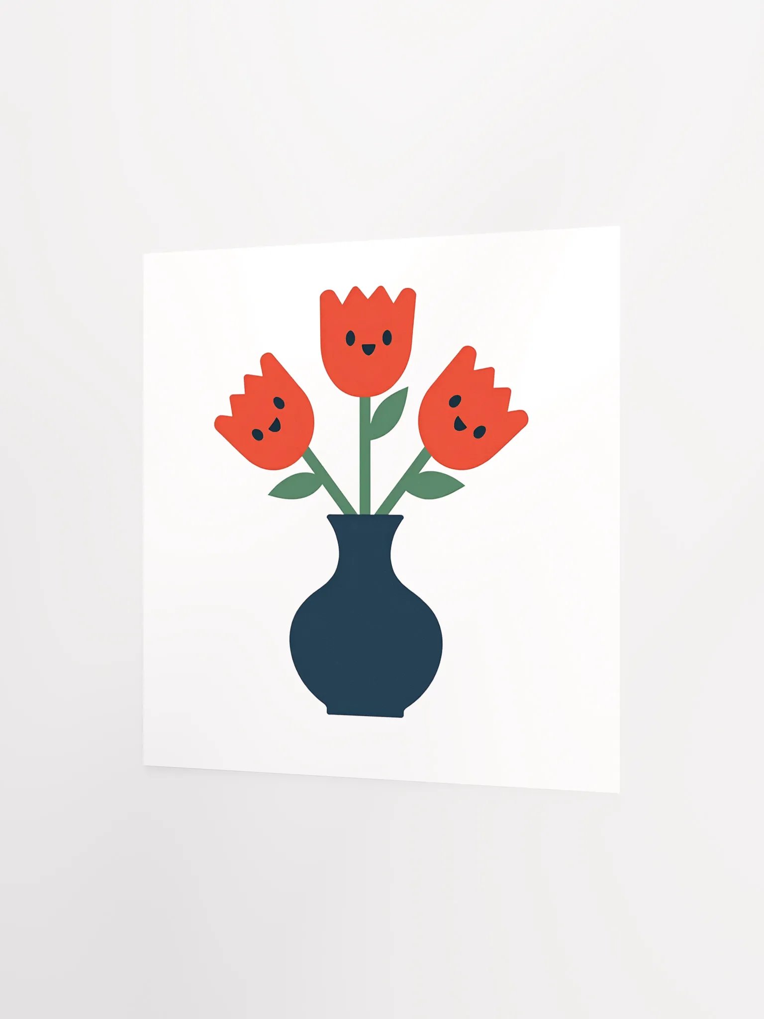 Happy Tulip Trio in Vase – Whimsical Flower Art product image (7)