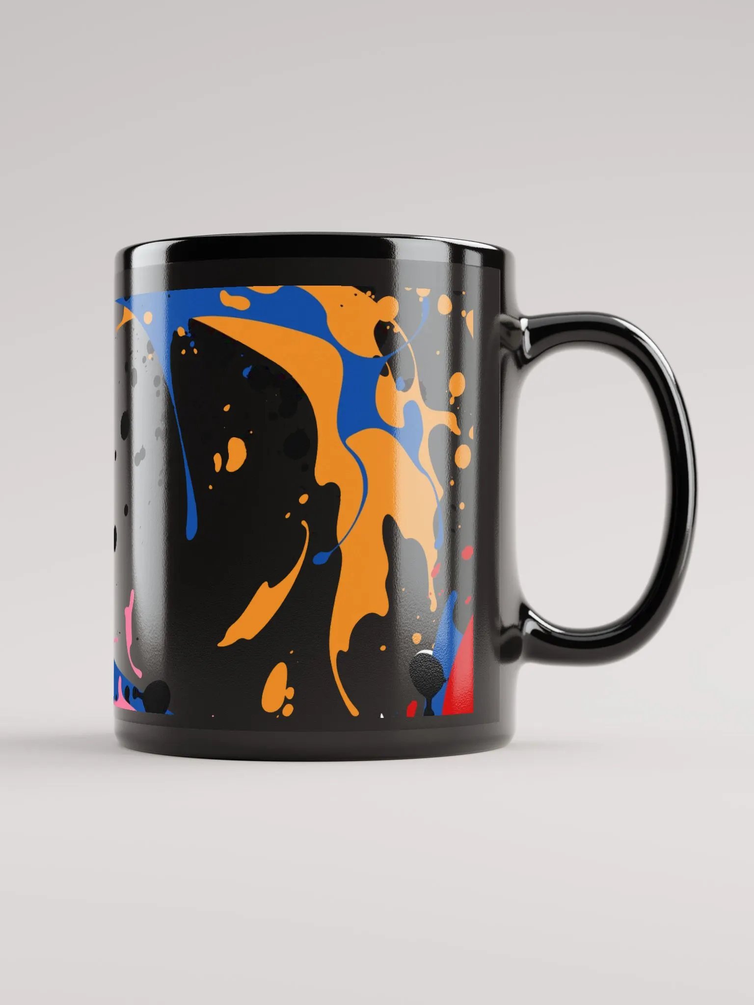 Splashed Paint Abstract Design Black Mug product image (1)