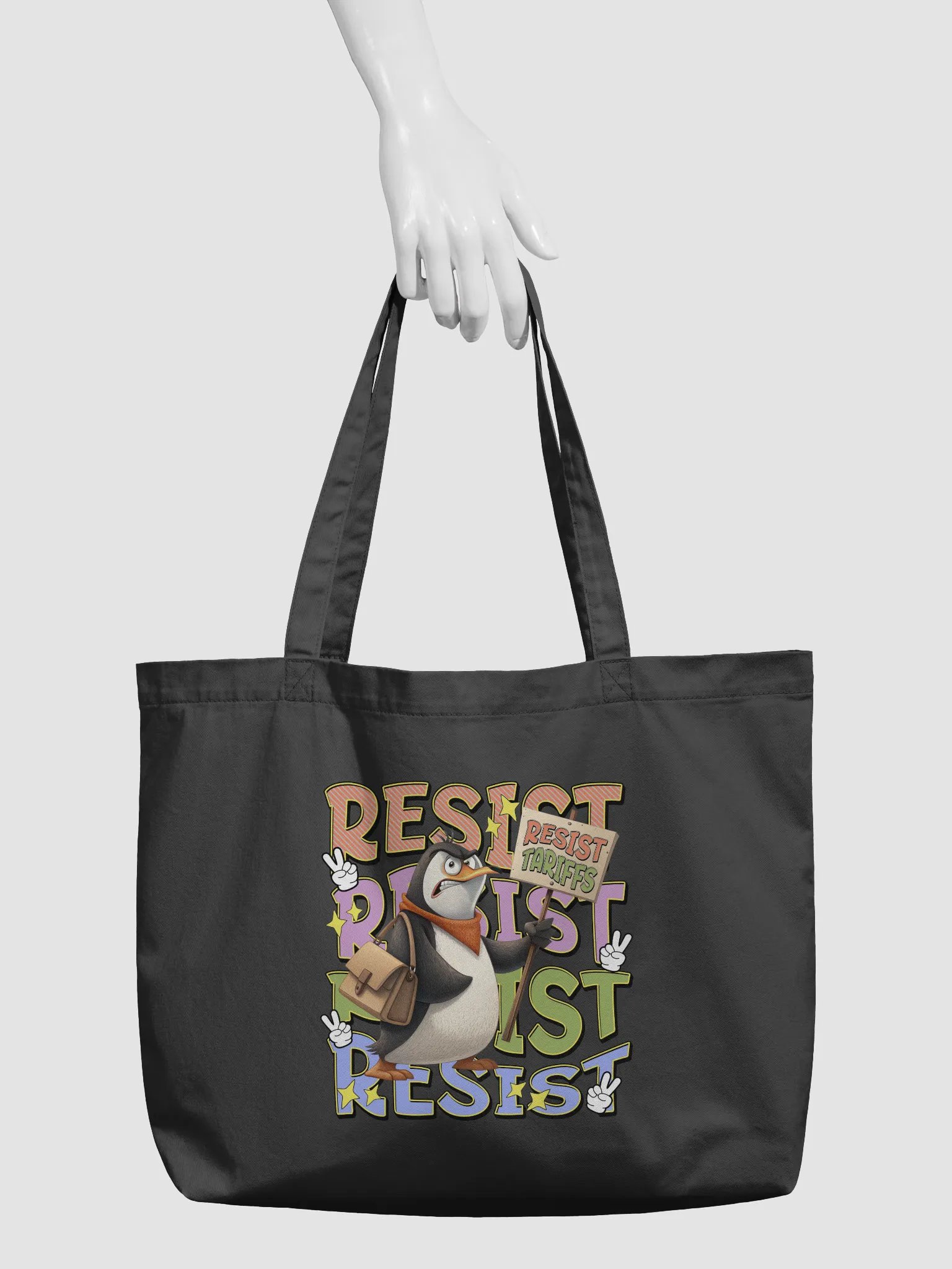 Resist Tariffs Penguin Rebel Eco Tote product image (3)