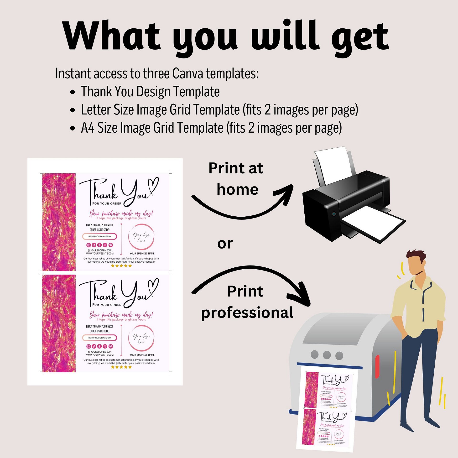 Pink Marigold - Thank You Card Template product image (5)