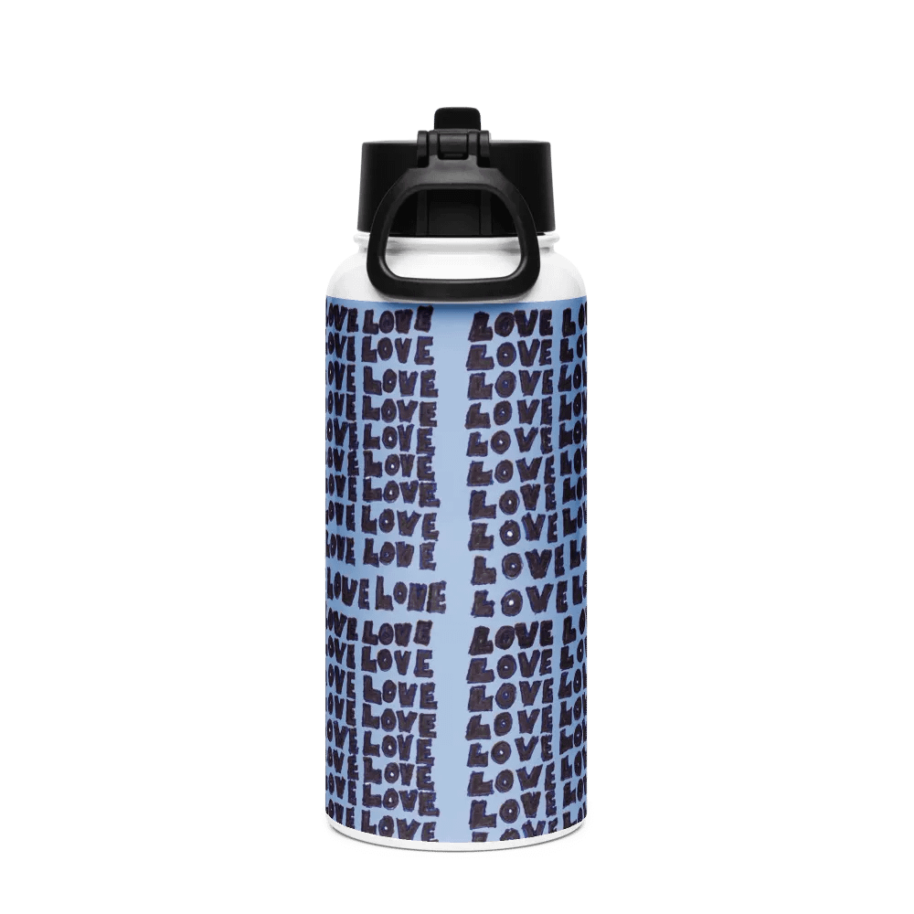 Love Stainless Steel Water Bottle with a Straw Lid in Blue product image (2)