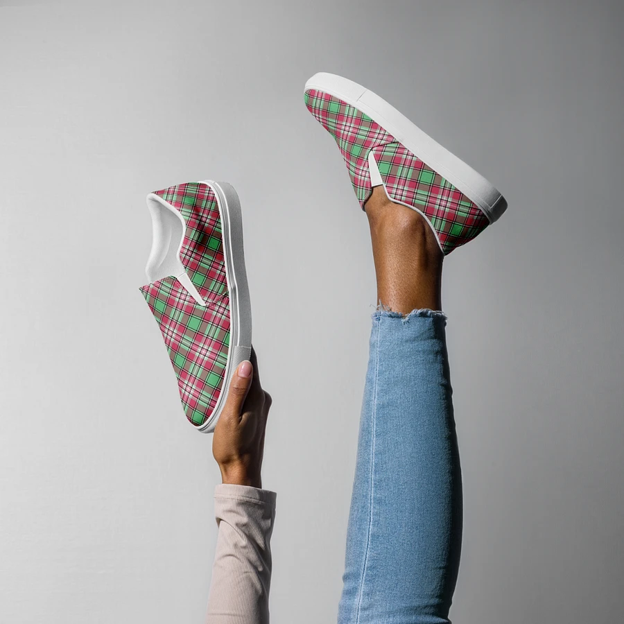 Mint Green and Pink Plaid Women's Slip-On Shoes product image (7)