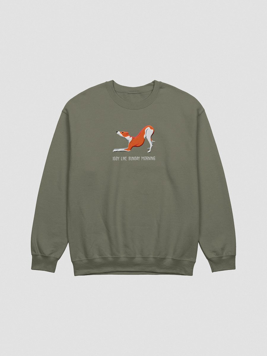 Iggy Like Sunday Morning Sweatshirt (Embroidered) of an Italian Greyhound(Red & White) product image (13)